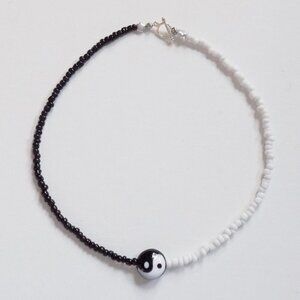 handmade yin yang  beaded choker chunky with charms necklace kawaii indie